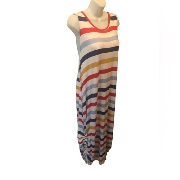 Lane Bryant Stretch Striped Maxi Tank Jersey Knit Dress 18/20  Beach Ruched Hem - Picture 5 of 10